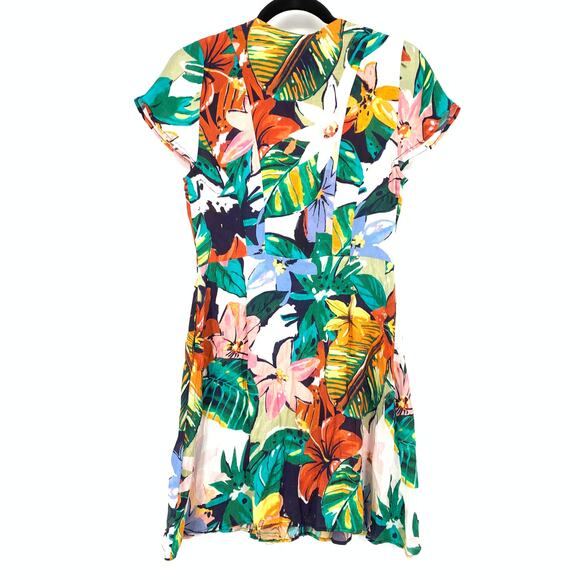 SOLD Zara Faux Wrap Mini Dress Womens Size Medium Multicolor Floral Print - Picture 3 of 7